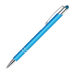 Personalised turquoise Bello stylus pen with custom laser engraving