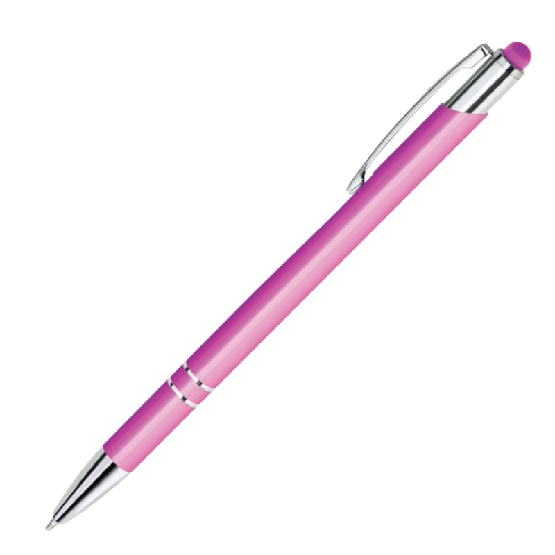 Personalised pink Bello stylus pen with custom laser engraving