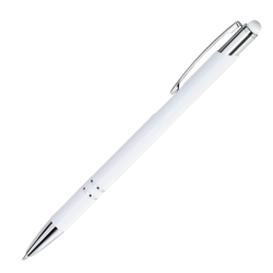 Personalised white Bello stylus pen with custom laser engraving