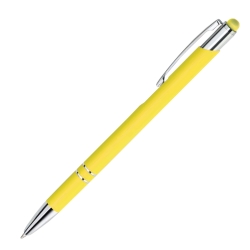 Personalised yellow Bello stylus pen with custom laser engraving
