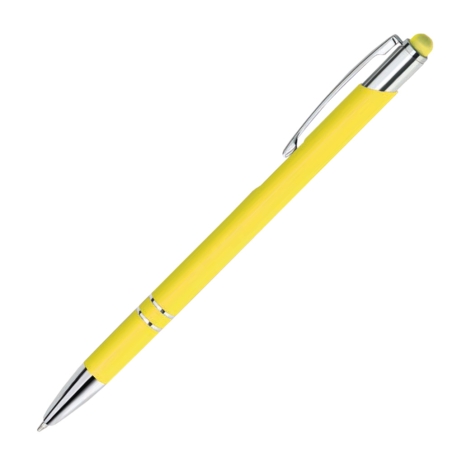Personalised yellow Bello stylus pen with custom laser engraving