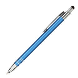 Professional Personalised Bond Touch Blue stylus pen with custom white engraving and silver accents