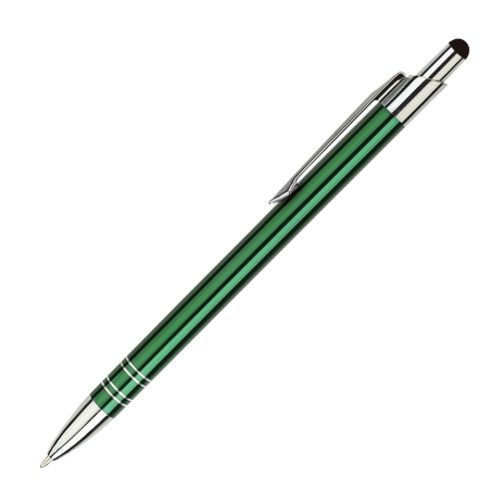 Luxurious Bond Touch Dark Green personalised slim pen with forest green finish and 2-in-1 touch stylus
