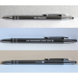 Custom engraved Bond Touch Graphite gunmetal executive pen with 2-in-1 stylus function for tablets