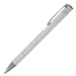 Engraved White Cosmo pen minimalist medical style with silver-grey etching