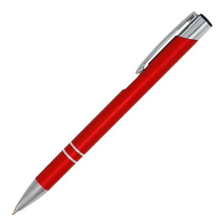Personalised Red Cosmo pen with professional white laser etching