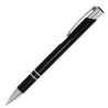 Personalised Cosmo Black aluminium pen with custom white laser engraving