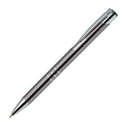 Graphite gunmetal shiny pen Calypso with personalised corporate engraving.