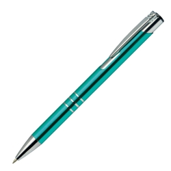 Aquamarine teal shiny pen Calypso with personalised white engraving.