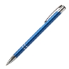 Professional Cosmo Slim Blue Mat pen with custom white engraving and two silver rings.