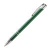 Custom Cosmo Slim Dark Green Shiny pen with high-gloss metallic finish and white engraving.