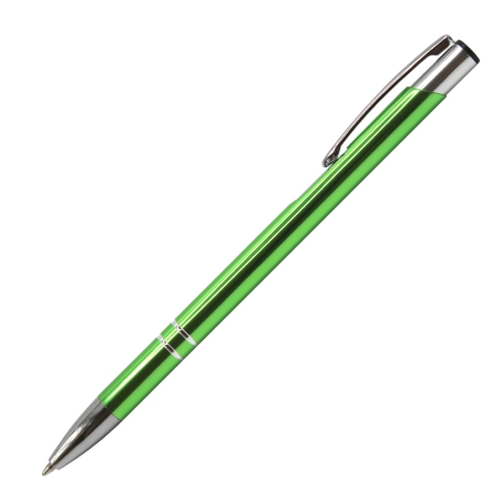 Radiant Cosmo Slim Light Green Shiny pen with vibrant lime finish and silver decorative rings.