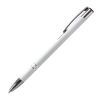 Minimalist Cosmo Slim White Lacquer pen featuring professional dark grey laser engraving.