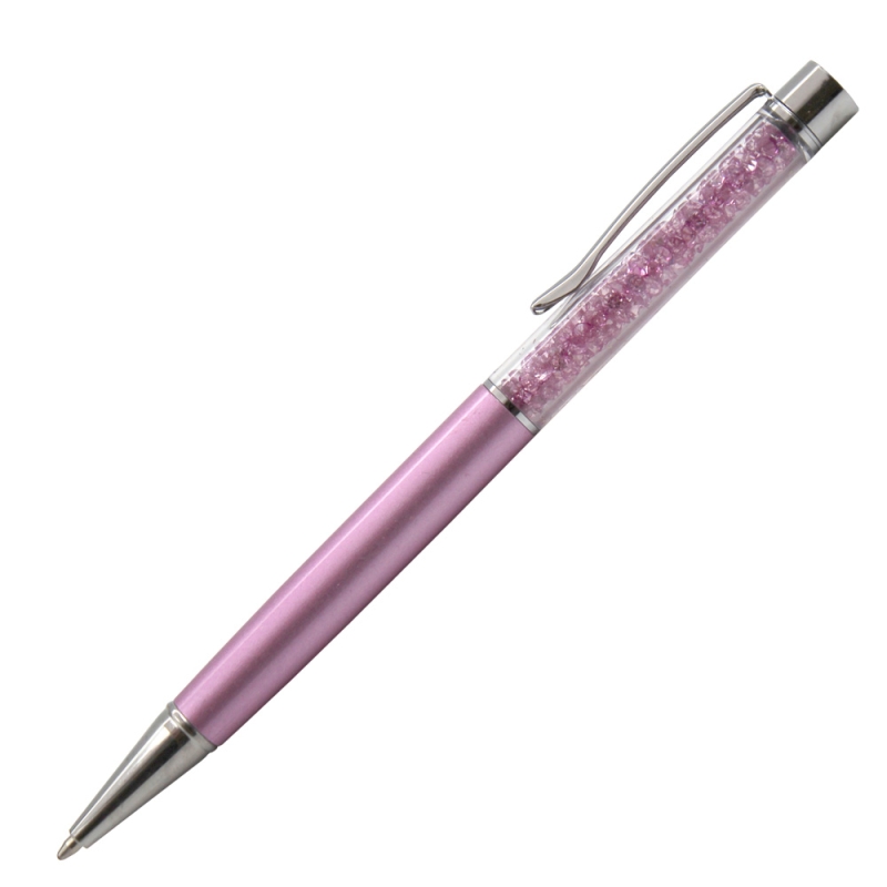 Pastel lilac crystal pen with lavender crystals and white personalised text