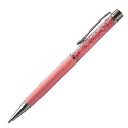 Soft baby pink pastel pen with shimmering crystals and dark grey name engraving