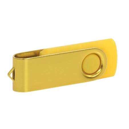 All yellow monochrome personalised USB memory stick with white laser engraving