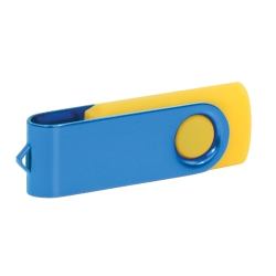 Yellow and blue personalised USB flash drive for school and corporate gifts