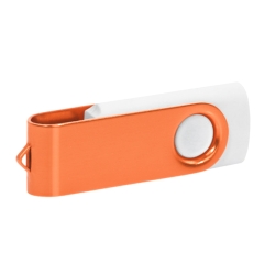 Personalised White and Orange USB Memory Stick 64GB - Custom Engraved Portfolio Gift Box
