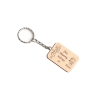 Personalised wooden family portrait keyring with 1 adult and 1 child illustration engraved on birch plywood