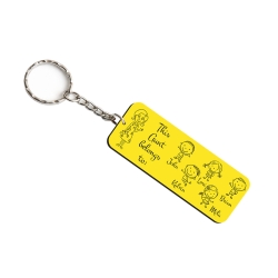 Custom laminate family portrait keyring for Auntie or Mummy with five children in aluminum black