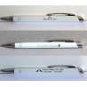 Personalised DAN White aluminium pen with silver rings and dark grey laser engraving