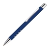 Personalised FERII Dark Blue matte soft-touch ballpoint pen 
with bright white custom engraving and chrome accents