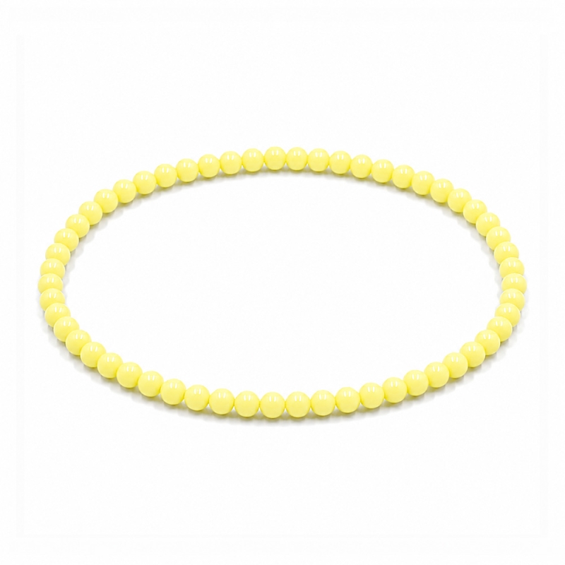 Handcrafted 4mm classic pastel yellow beaded bracelet