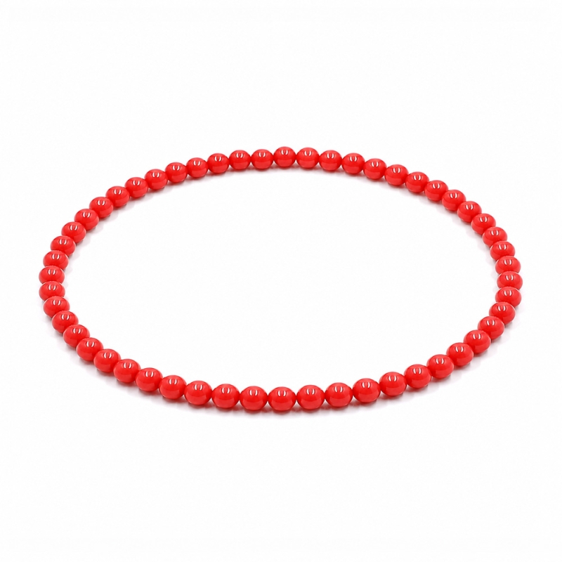 Handcrafted 4mm classic coral beaded bracelet