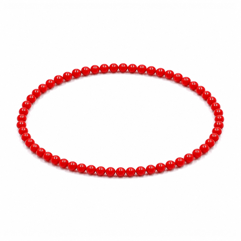 Handcrafted 4mm classic red beaded bracelet