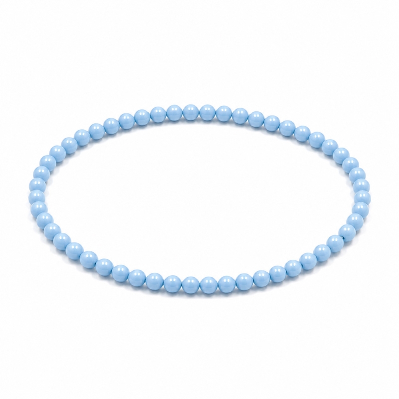 Handcrafted 4mm classic sky blue beaded bracelet