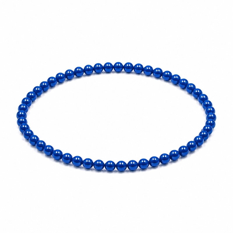 Handcrafted 4mm classic royal blue beaded bracelet