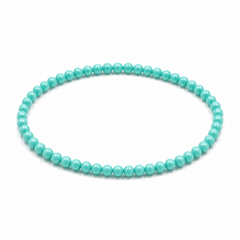 Handcrafted 4mm classic turquoise beaded bracelet
