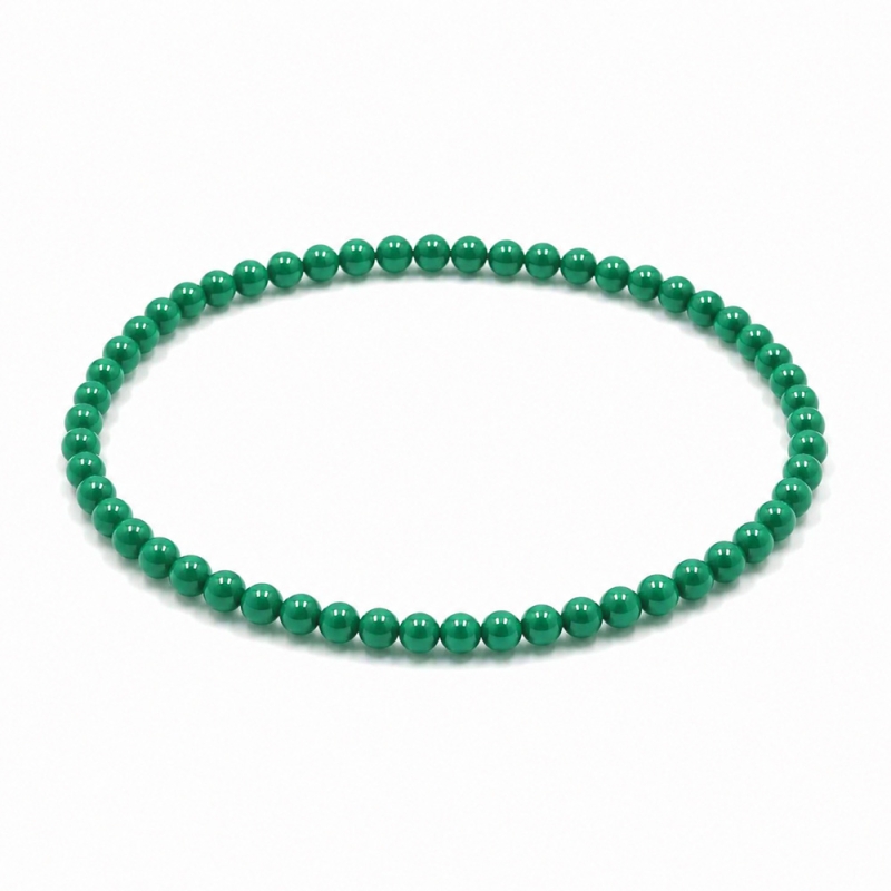 Handcrafted 4mm classic emerald green beaded bracelet