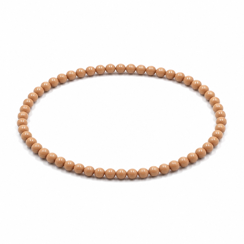 Handcrafted 4mm classic latte beige beaded bracelet