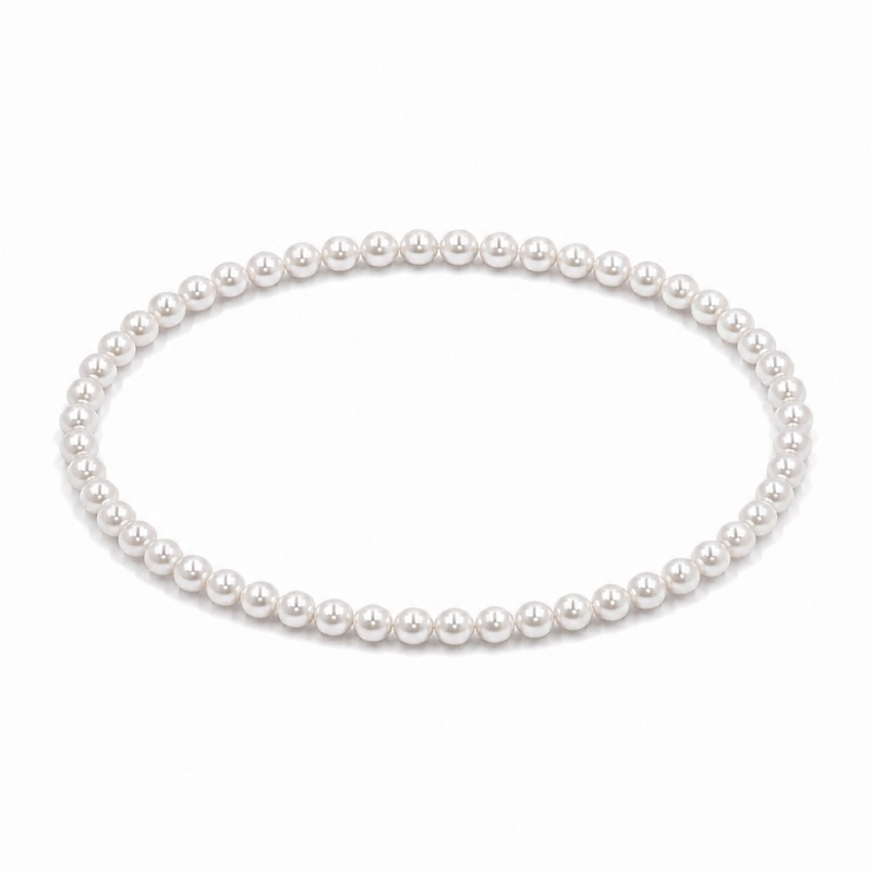 Handcrafted 4mm White Pearl beaded bracelet