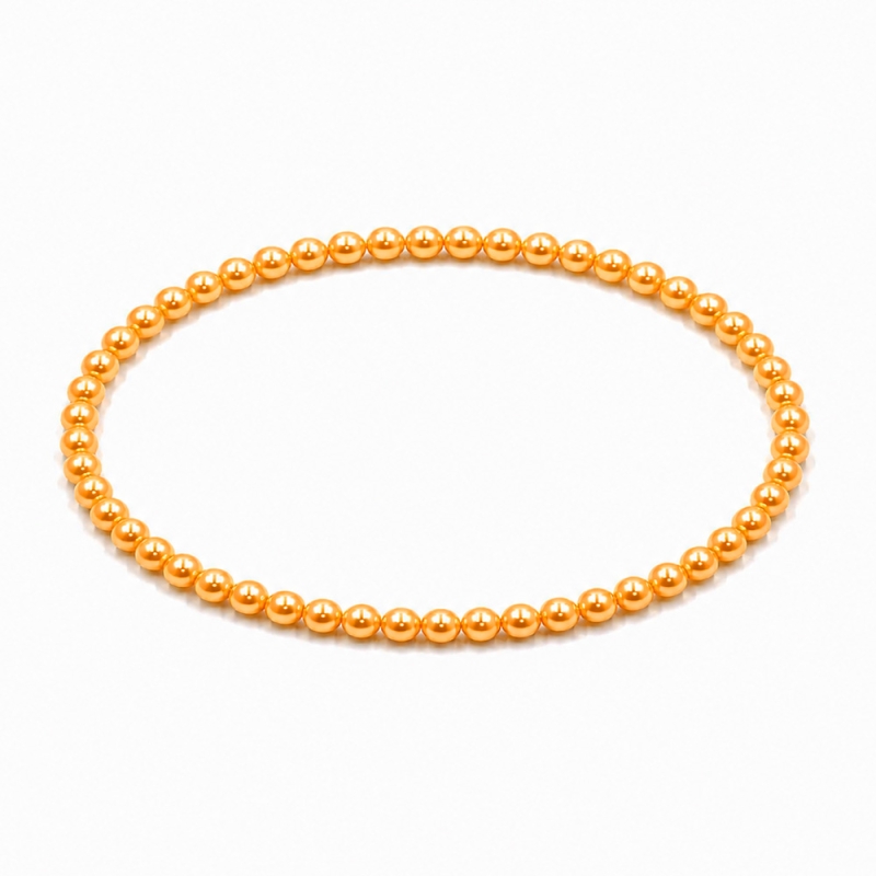 Handcrafted 4mm Orange Pearl beaded bracelet