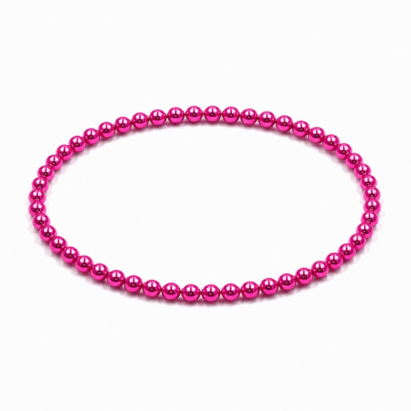 Handcrafted 4mm Fuchsia Pearl beaded bracelet