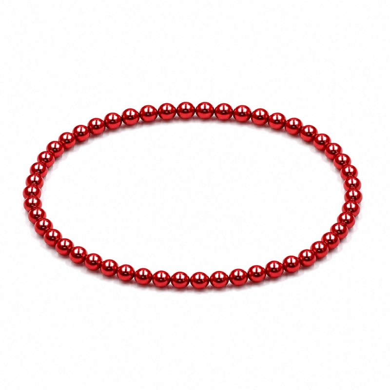 Handcrafted 4mm Red Pearl beaded bracelet
