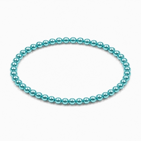 Handcrafted 4mm Aqua Pearl beaded bracelet