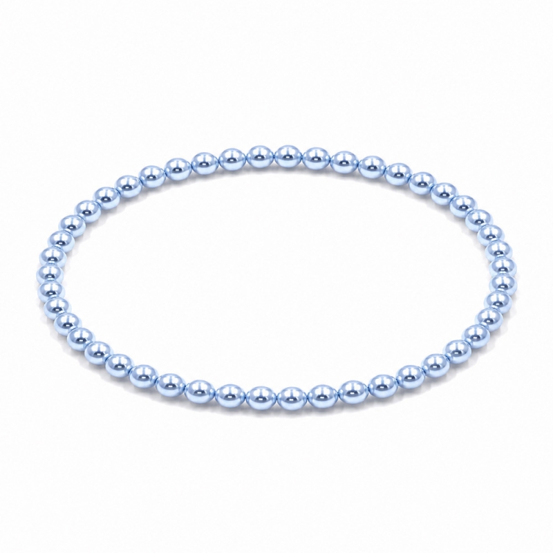 Handcrafted 4mm Ice Blue Pearl beaded bracelet