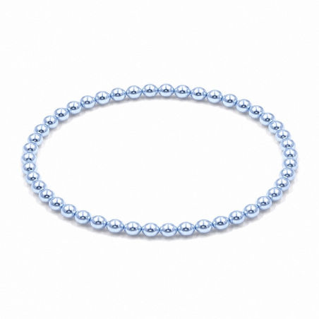Handcrafted 4mm Ice Blue Pearl beaded bracelet