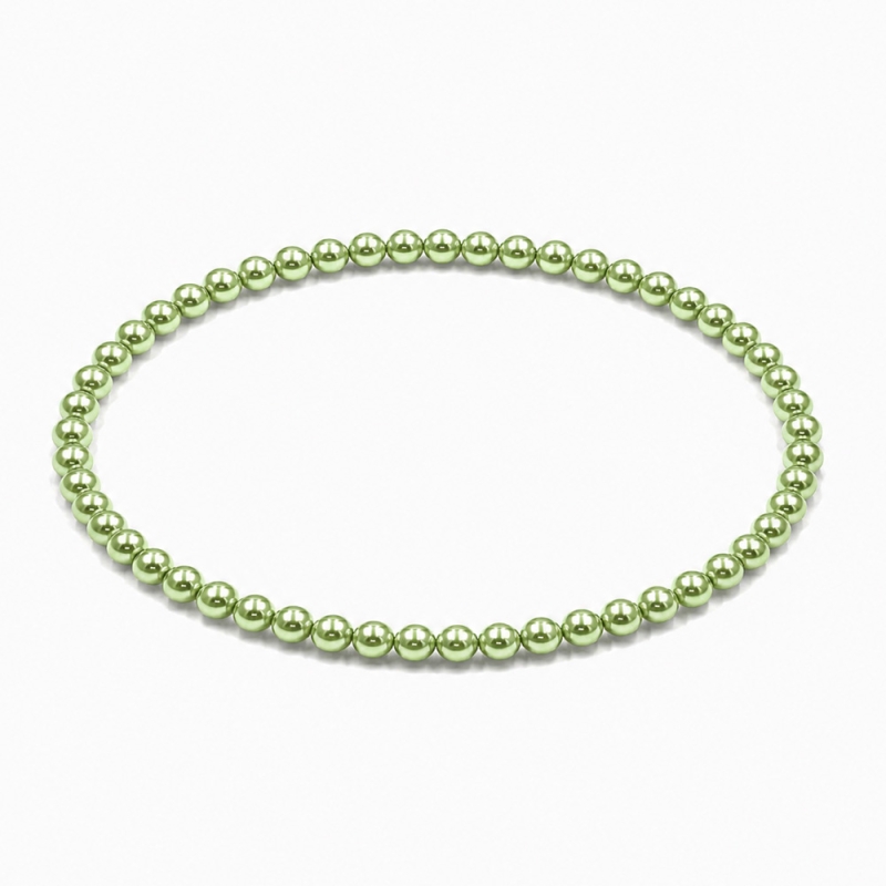 Handcrafted 4mm Light Green Pearl beaded bracelet