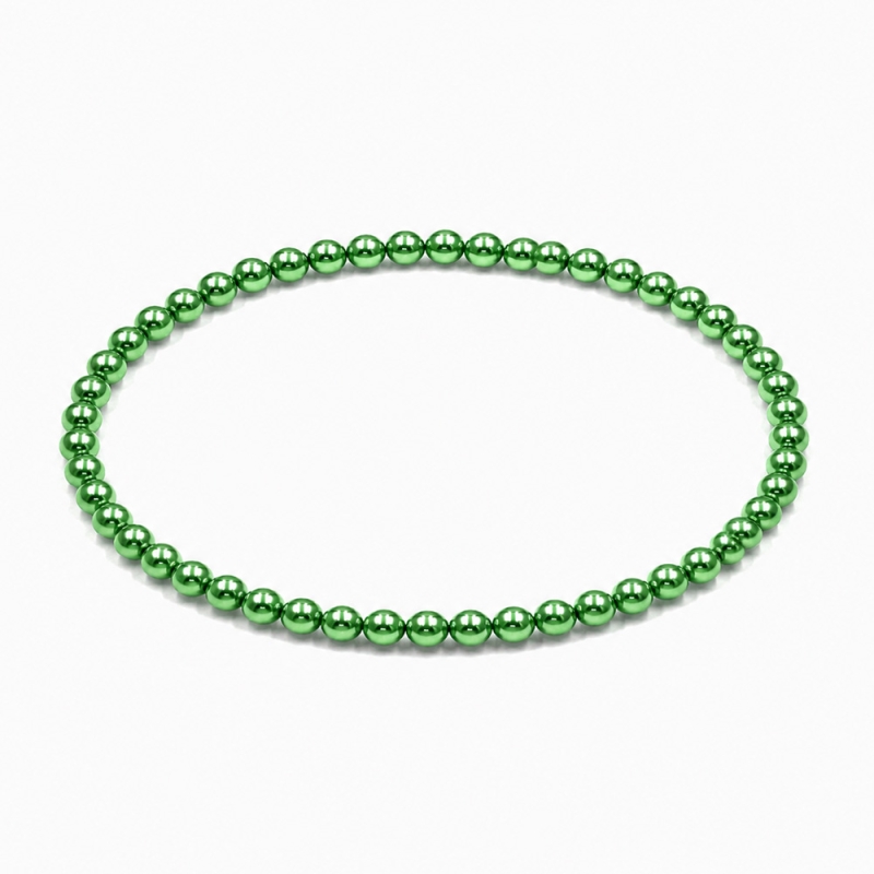 Handcrafted 4mm Green Pearl beaded bracelet