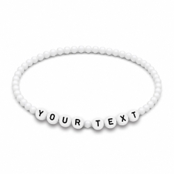 Personalised 4mm White Shiny beaded bracelet with custom letter beads