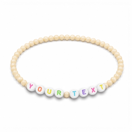Personalised 4mm Cream Shiny beaded bracelet with custom letter beads