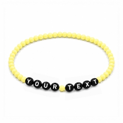 Personalised 4mm Pastel Yellow beaded bracelet with custom letter beads
