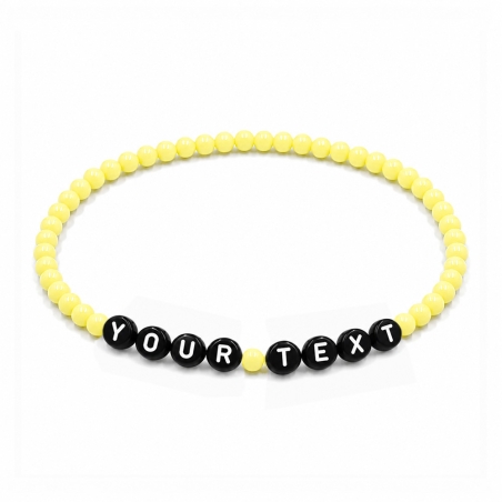 Personalised 4mm Pastel Yellow beaded bracelet with custom letter beads
