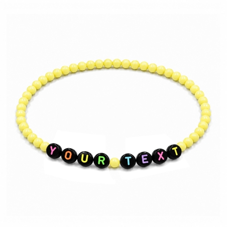 Personalised 4mm Yellow Shiny beaded bracelet with custom letter beads