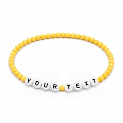 Personalised 4mm Golden Yellow Shiny beaded bracelet with custom letter beads