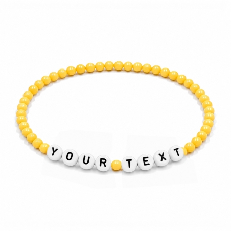 Personalised 4mm Golden Yellow Shiny beaded bracelet with custom letter beads